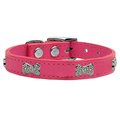 Mirage Pet Products Crystal Bone Genuine Leather Dog CollarPink Size 14 83-112 Pk14